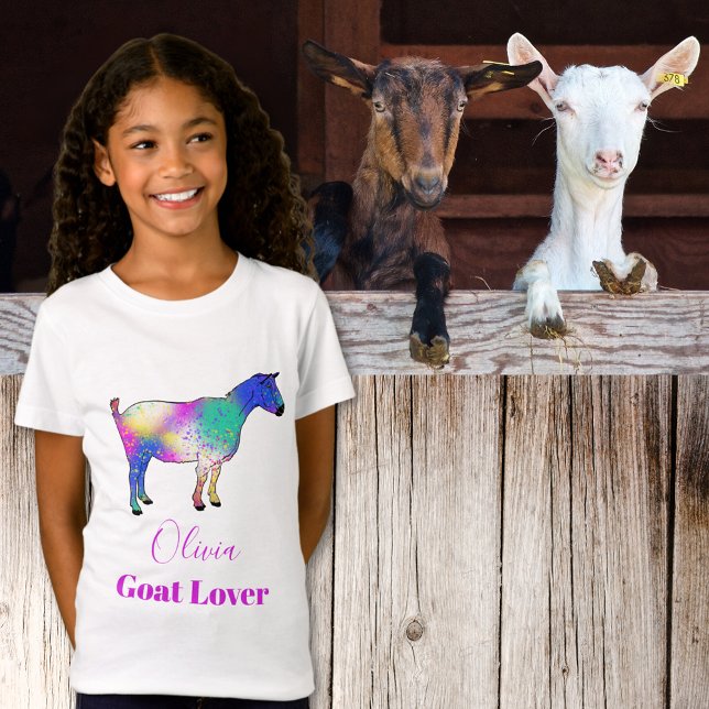 Goat Colorful Animal Art Name T-Shirt (Goat lover colorful animal art personalized name Tshirt )