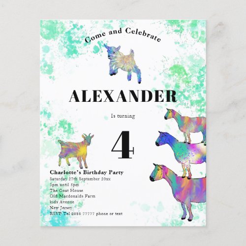 Goat Colorful Birthday Party Budget Flyer