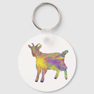 Goat Colorful illustration Farm Cute Animal Art Keychain