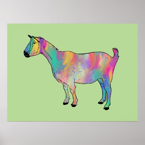 Goat Colorful watercolor swash  Poster