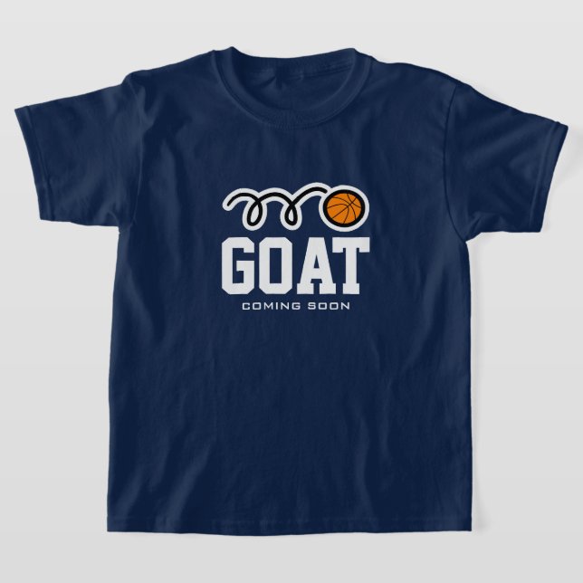 GOAT coming soon funny basketball t shirt for kids (Laydown)
