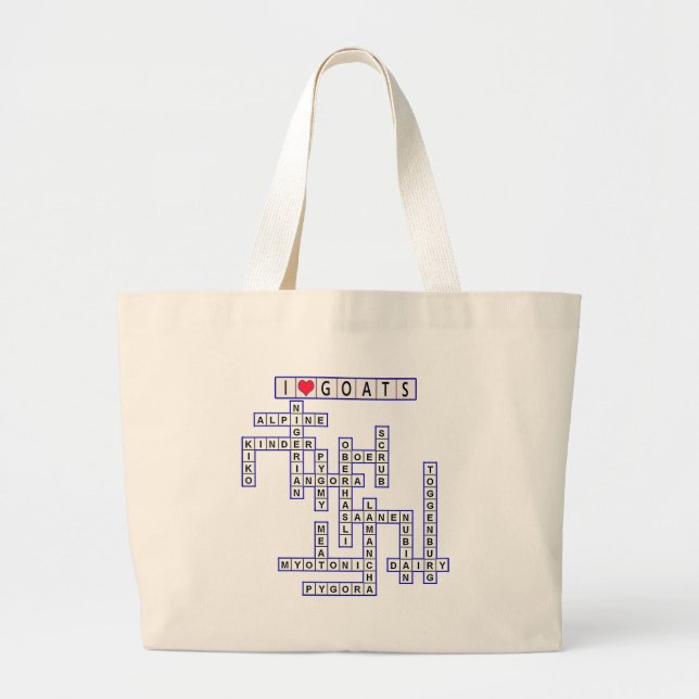 GOAT CROSSWORD PUZZLE LARGE TOTE BAG (Front)