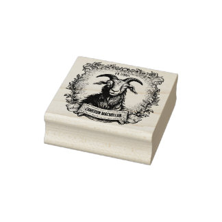 Goat Custom Name Bookplate Rubber Stamp