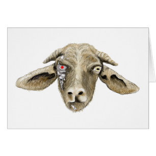Goat Cyborg funny Weird Sci-fi Film Parody Humour Cards