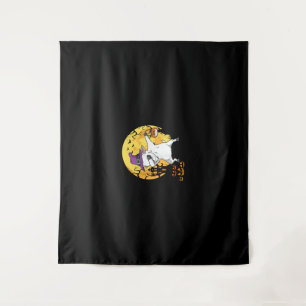Goat Dabbing Witch Pumpkin Funny Dog Halloween Tapestry