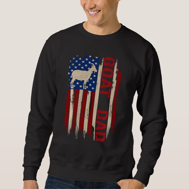Goat Dad American Usa Flag Farming Farmer Sweatshirt (Front)