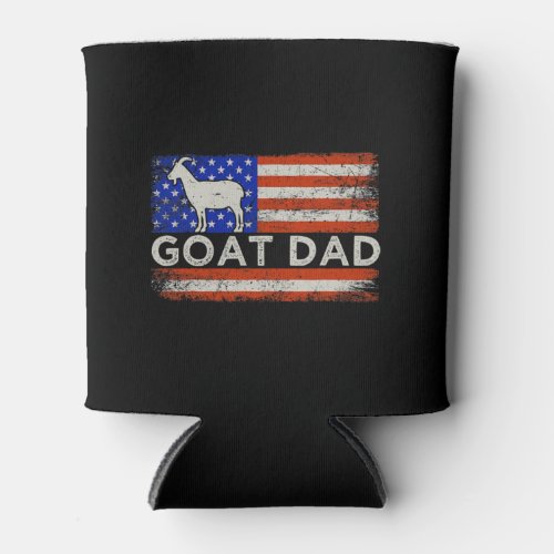 Goat Dad Vintage American Flag Can Cooler
