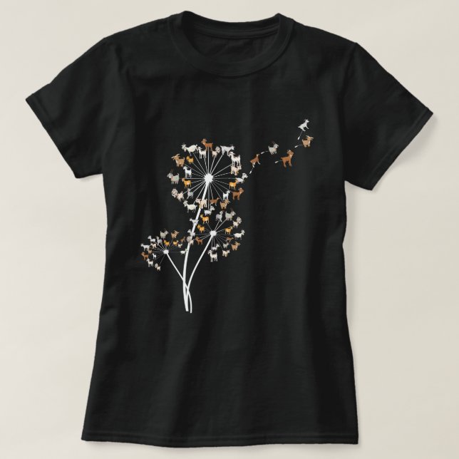Goat Dandelion Flower Funny Animals Lovers Tee For (Design Front)