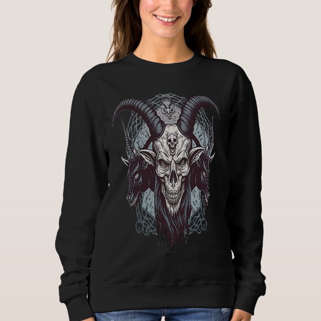 Goat Demon Baphomet  Occult Gothic Satanic Sweatshirt (Front)