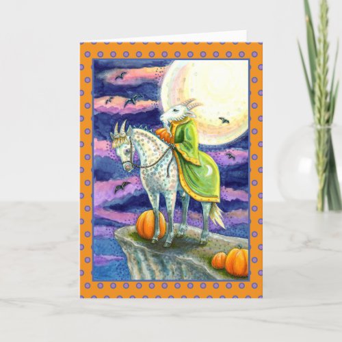 GOAT DEMON SURE FOOTED STEED FANTASY HALLOWEEN HOLIDAY CARD