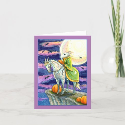GOAT DEMON SURE FOOTED STEED FANTASY HALLOWEEN HOLIDAY CARD