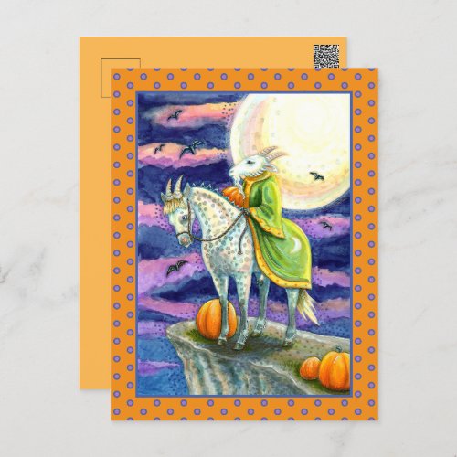 GOAT DEMON SURE FOOTED STEED FANTASY HALLOWEEN HOLIDAY POSTCARD