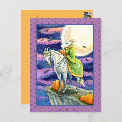 GOAT DEMON SURE FOOTED STEED FANTASY HALLOWEEN HOLIDAY POSTCARD