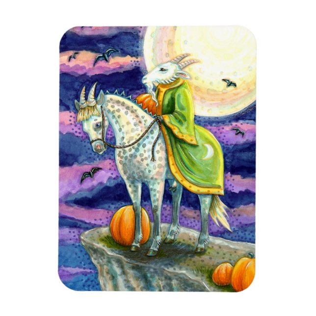 GOAT DEMON, SURE FOOTED STEED FANTASY HALLOWEEN MAGNET (Vertical)