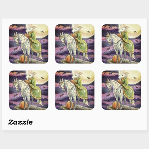 GOAT DEMON SURE FOOTED STEED FANTASY HALLOWEEN SQUARE STICKER