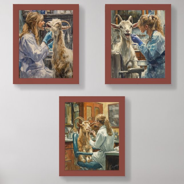 Goat Dentist Visit  Wall Art Sets (Front)
