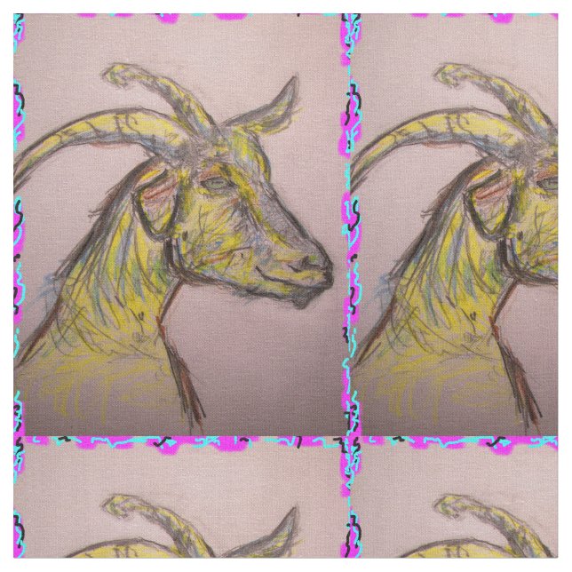goat drawing fabric (Close Up)