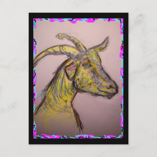 goat drawing postcard