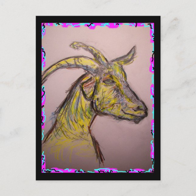 goat drawing postcard (Front)