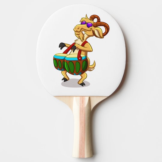 Goat Drummer Cartoon Ping Pong Paddle