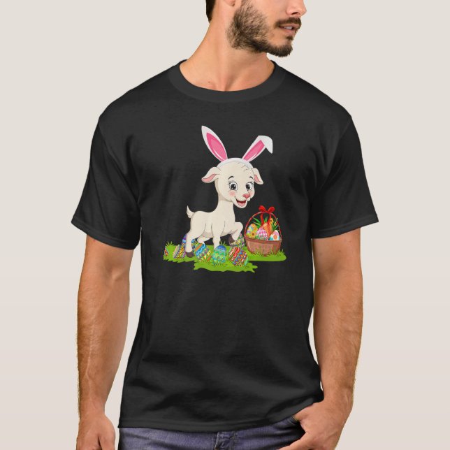Goat Easter Egg Hunting Bunny Goat Easter Sunday  T-Shirt (Front)