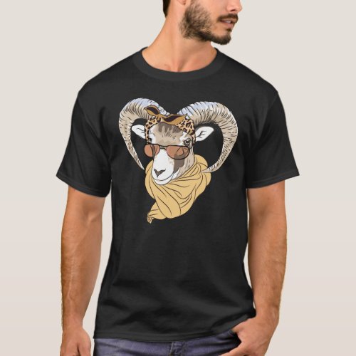 Goat Face With Leopard Bandana T_Shirt