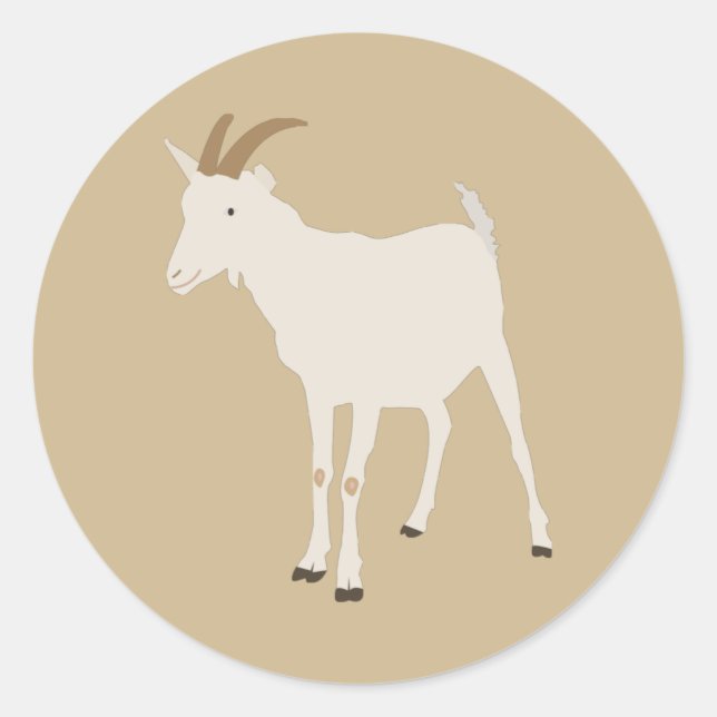 Goat Farm Animal Illustration  Classic Round Sticker (Front)