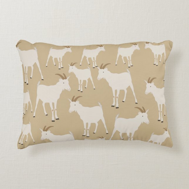 Goat Farm Animal Pattern Accent Pillow (Front)