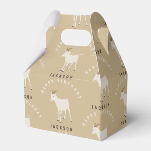 Goat Farm Animal Pattern Custom Birthday Name Favor Boxes