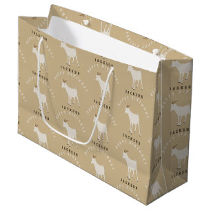 Goat Farm Animal Pattern Custom Birthday Name Large Gift Bag