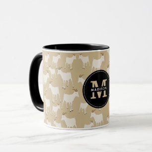 Goat Farm Animal Pattern Monogram Mug