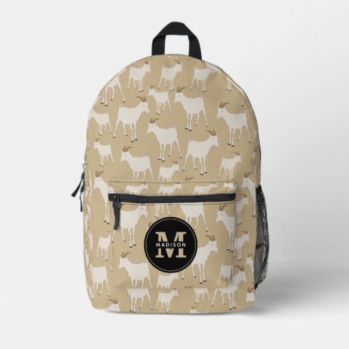 Goat Farm Animal Pattern Monogram Printed Backpack