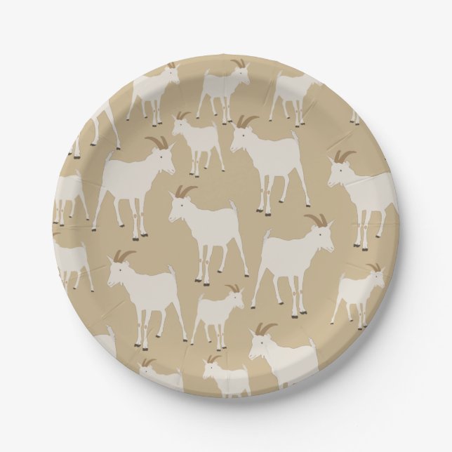 Goat Farm Animal Pattern  Paper Plates (Front)