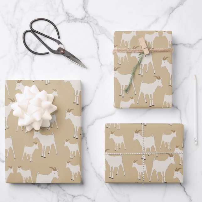 Goat Farm Animal Pattern  Wrapping Paper Sheets (Front)
