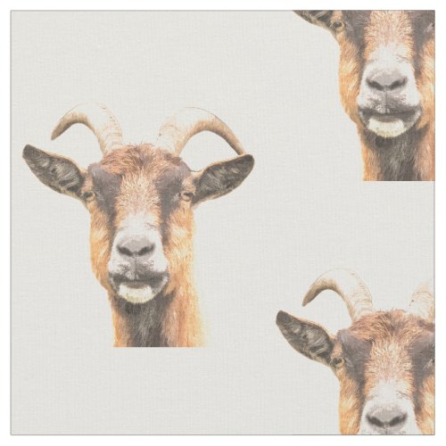 Goat Farm Animal Portrait Fabric