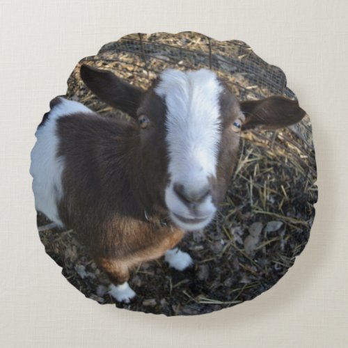 Goat Farm Animals Round Pillow