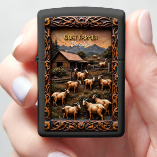 Goat Farmer Goats Rustic Barn Mountain Range. Zippo Lighter