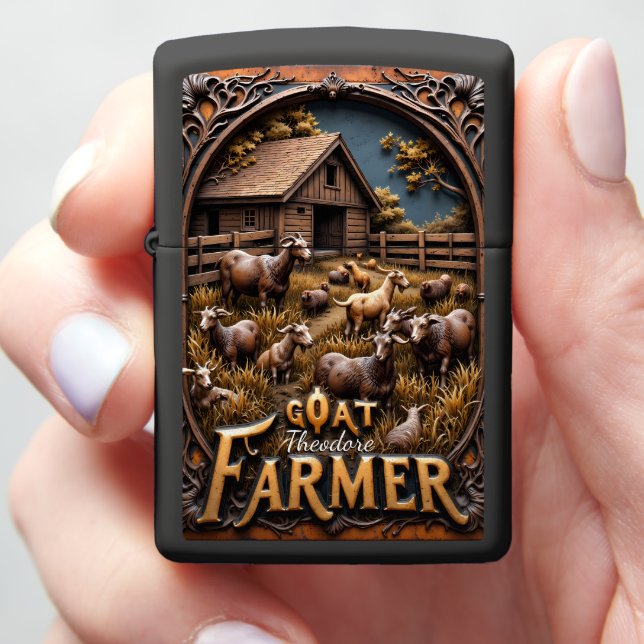 Goat Farmer Goats Sheep Rustic Barn Zippo Lighter (In Hand)