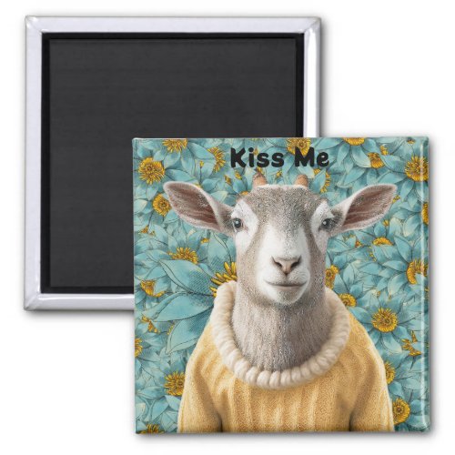 Goat Farmhouse Style Teal and Yellow Magnet