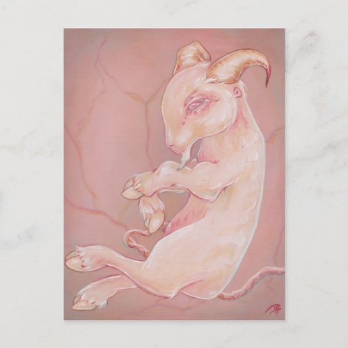Goat fetus creepy oddity gothic lowborw postcard