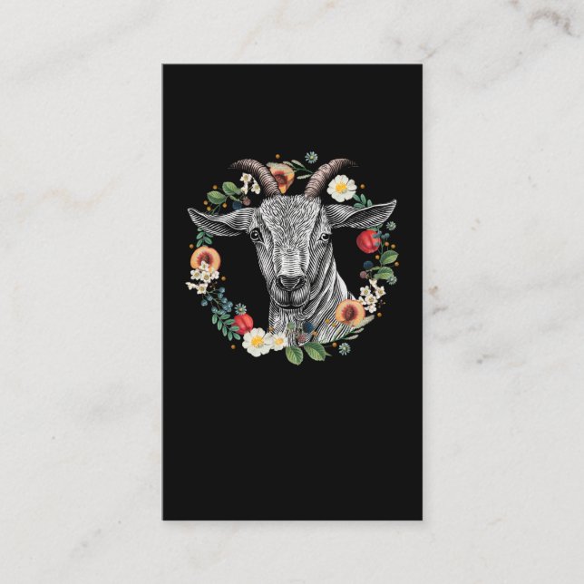 Goat Flowers Nature Farm Animal Business Card (Front)