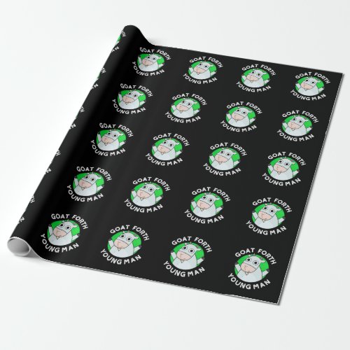 Goat Forth Young Man Funny Animal Pun Dark BG Wrapping Paper