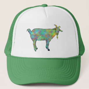 Goat Funny Funky Green Psychedelic Farm Animal Art Trucker Hat