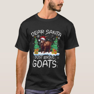 Goat Funny Santa Hat Tree Xmas Lights Snowflakes G T-Shirt