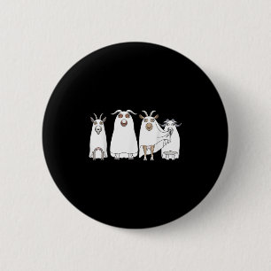 Goat Ghost Halloween Farmer Goat Lover Scary Spook Button