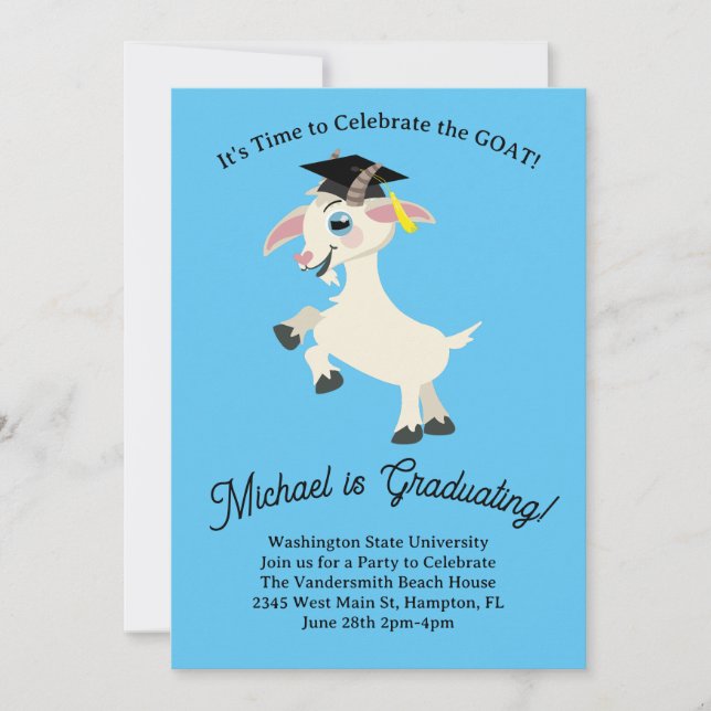 Goat Graduation Party Cute Invitation (Front)