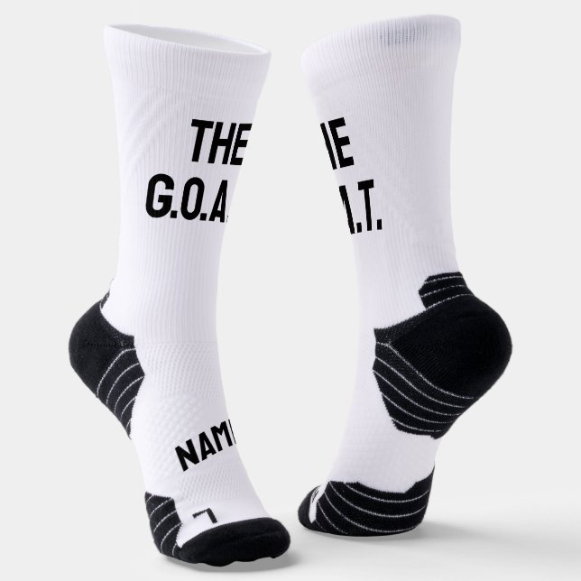 GOAT Greatest Of All Time funny personalized sport Socks (Angled)