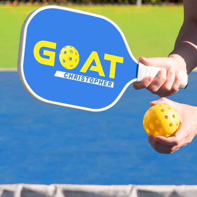 GOAT Greatest of All Time Personalized Blue Pickleball Paddle (For the greatest of all time pickleball player, a personalized GOAT pickleball paddle)