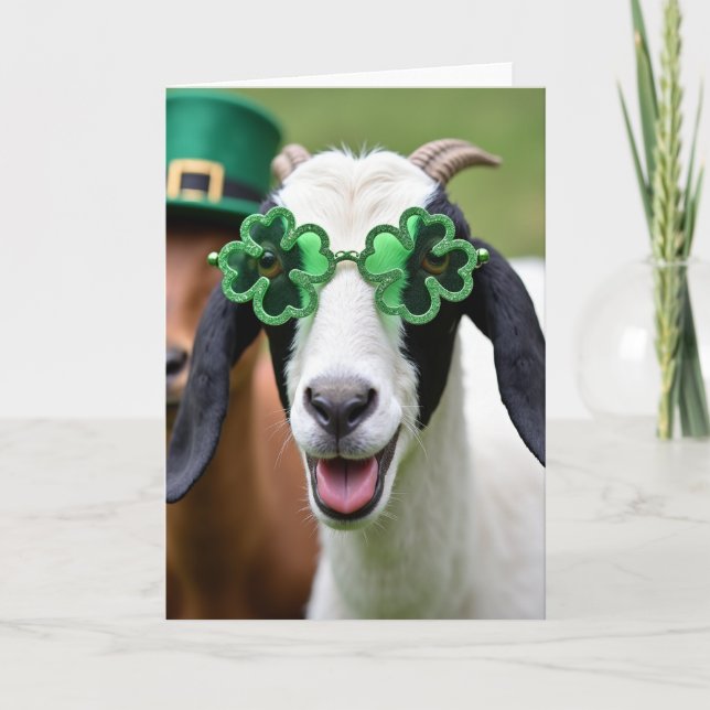 Goat Green Glasses Funny Card (Front)