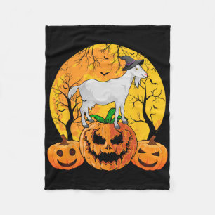 Goat Halloween Witch Pumpkin Funny Goat Lover Hall Fleece Blanket